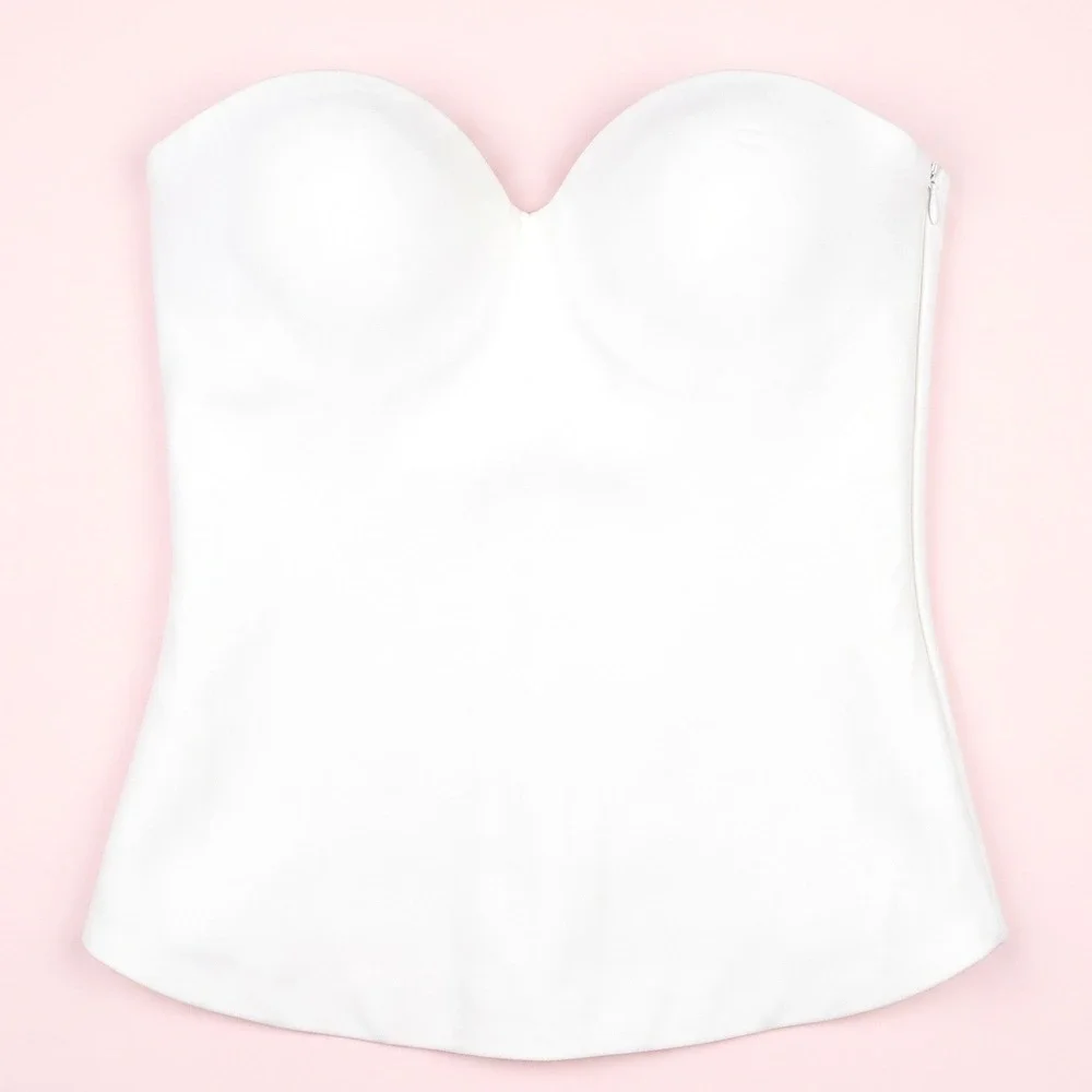Felina Strapless Corset Top Women 34B White Bridal Wedding Minimalist Bustier